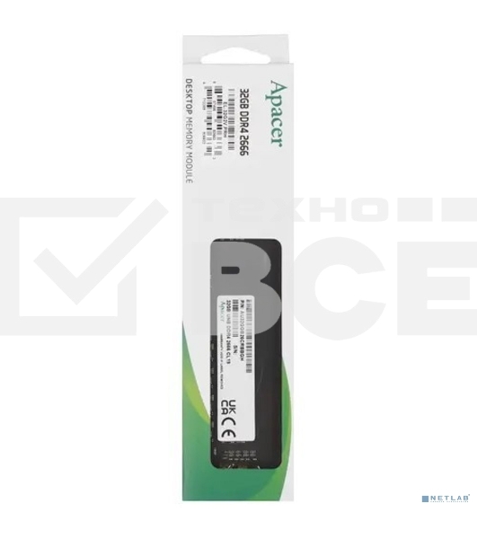 Оперативная память Apacer, DDR4, 32GB (1x32GB), 2666MHz, CL19