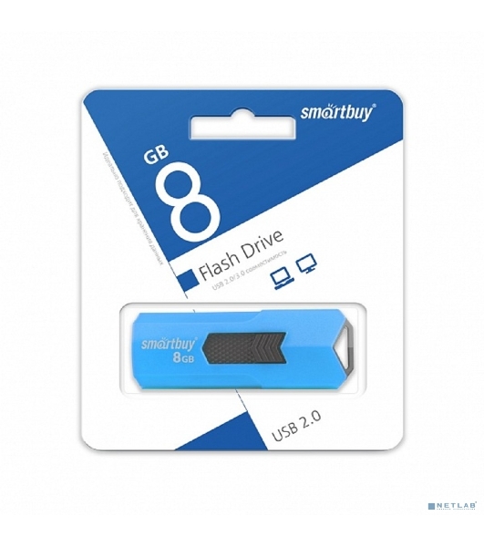 Флешка USB Smartbuy STREAM Blue (SB8GbST-B), 8Gb, USB 2.0, R/W 25/15, синий/черный