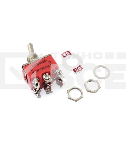Тумблер E-TEN1321, 250V, 15A, 6 контактов, клеммы под винт, ON-ON