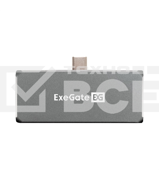 Док-станция 5-в-1 ExeGate DUB-31C/PD/HA (кабель-адаптер USB Type-C --> 1xUSB3.0 + Type-C DATA (480MB/s) + PD 100W + HDMI 4K@30Hz + Audio, Plug&Play, подходит для iPad Pro и мобильных телефонов, серый)