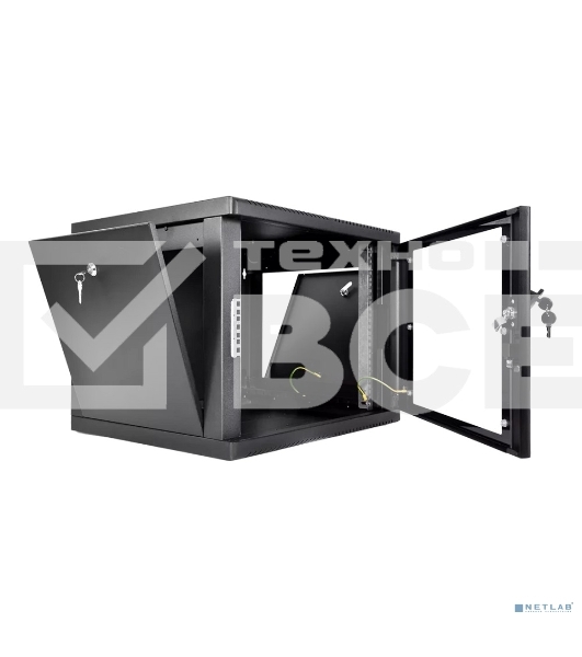 Шкаф телекоммуникационный настенный разборный ЦМО 9U (600 x 650) съемные стенки, дверь стекло, черный (ШРН-М-9.650-9005)