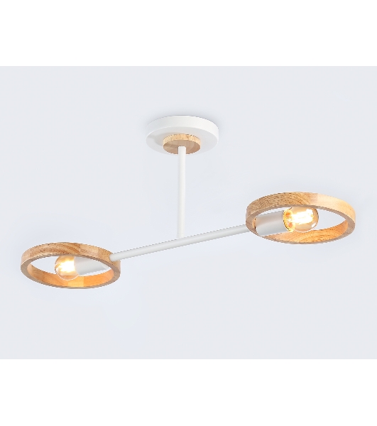 Светильник Ambrella light TR8243/2 WH/LWD белый/светлое дерево E27/2 max 40W 590*165*220
