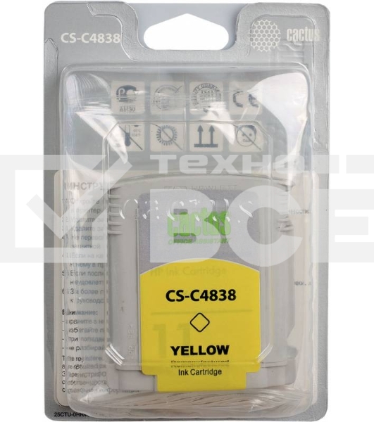 Картридж струйный Cactus CS-C4838 жёлтый (29 мл) для №11 HP 2000/2500/1000/1100/1200