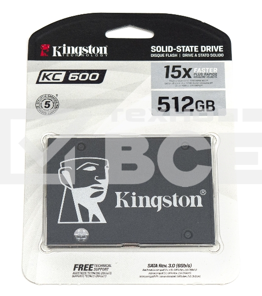 Накопитель SSD Kingston KC600, 512GB, 2.5