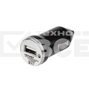 Зарядное устройство в прикуриватель Rexant USB, 5V, 1000mA, черный