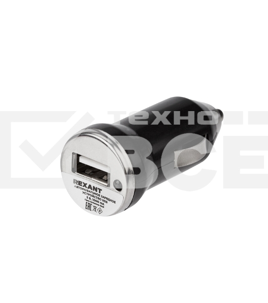 Зарядное устройство в прикуриватель Rexant USB, 5V, 1000mA, черный