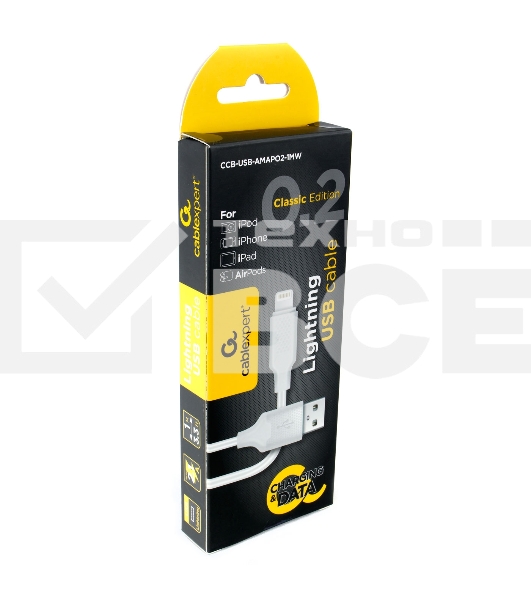 Кабель Cablexpert для Apple CCB-USB-AMAPO2-1MW, AM/Lightning, издание Classic 0.2, длина 1м, белый, блистер