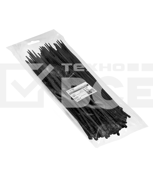 Стяжка (хомут) нейлоновая ExeGate EX293138RUS CV66-450x7.5B (нейлон 6.6, 450x7.5мм, неоткрывающаяся, halogen free, -40°C - +85°C, черная, 100 шт)