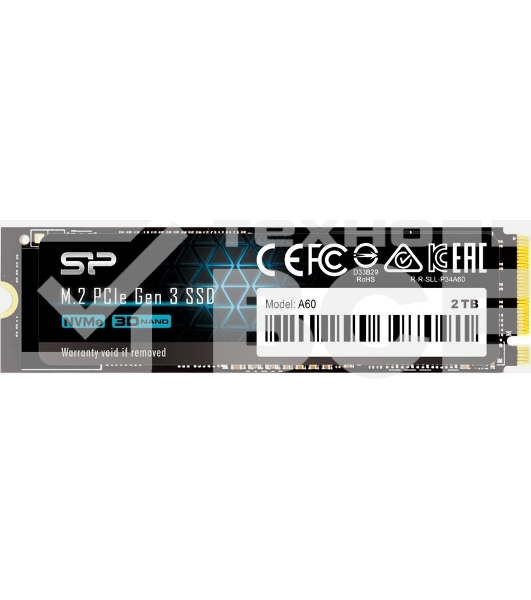 Накопитель SSD Silicon Power P34A60, 2Tb, PCIe 3.0 x4, M.2 2280, NVMe, R/W 2200/1600