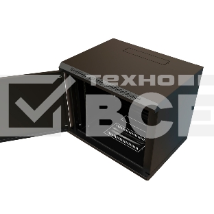 Шкаф коммутационный WRline (WR-TW-1245-SR-RAL9004) настенный 12U 600x450мм пер.дв.металл 2 бок.пан. 60кг черный 370мм 650мм IP20 сталь