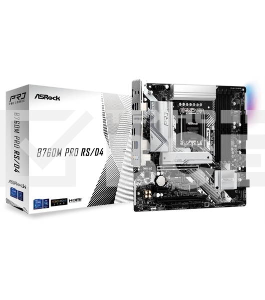 Материнская плата ASRock B760M Pro RS, Micro-ATX, LGA 1700, Intel B760, 4xDDR5, 4xSATA, 3xM.2, 1xPCI-E 5.0 x16, 1xPCI-E 3.0 x4, 1xHDMI, 1xDP, 1x 2.5Gb LAN, 3xUSB 3.2 Gen 1, 2xUSB 2.0, 3x3.5 мм, 7.1, ATX