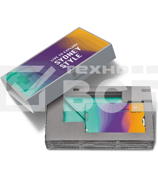 Швейцарская карта Victorinox Swiss Card Classic Sydney Style (0.7100.E222) бирюзовый коробка подарочная