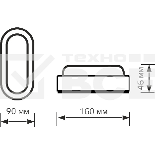Светильник ЖКХ Elementary овал 8W 680lm 4000K 160-260V IP65 160*90*46мм белый LED