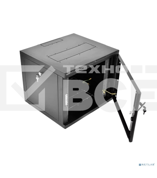Шкаф телекоммуникационный настенный разборный ЦМО 9U (600 x 650) съемные стенки, дверь стекло, черный (ШРН-М-9.650-9005)