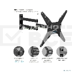 Кронштейн для телевизора Kromax OPTIMA-410 g/t 4 шт/уп. Кр. стал. наст. для TV 14'-65', max 30 кг. 4 ст св., нак. +5-12°, пов. ±90°, от ст. 62-690 мм, max VESA 400x400 мм., фото3