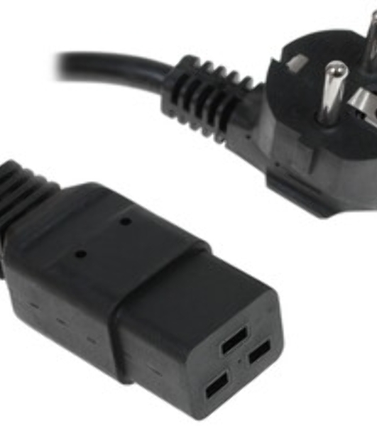 Кабель питания Cablexpert PC-S22-C19-2.5-1.5M, Schuko-C19, 3x2.5мм2, 16A, с заземлением, медь, 1.5м, черный, пакет