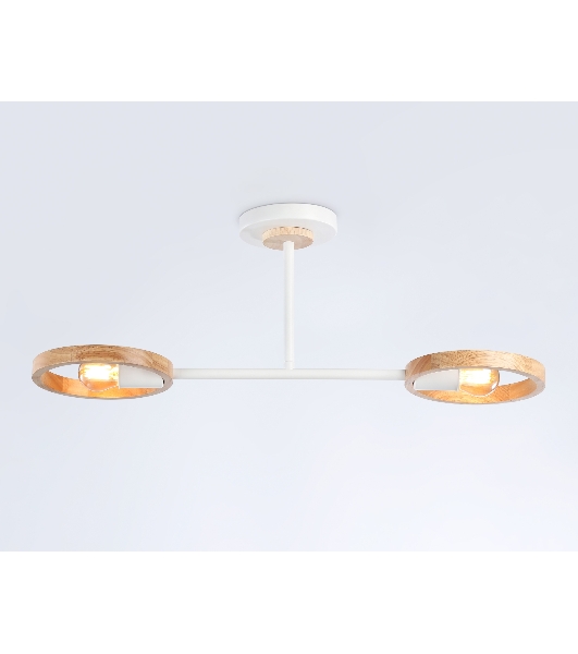 Светильник Ambrella light TR8243/2 WH/LWD белый/светлое дерево E27/2 max 40W 590*165*220