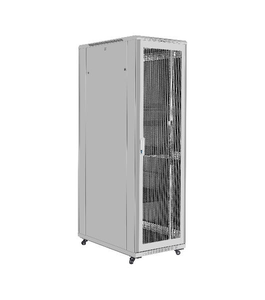 Шкаф телекоммуникационный 19' напольный 42U ExeGate EC-FS-42U.600.1000.V.V.GREY (19”, 42U, 600x1000x2054mm (ШхГхВ), передняя и задняя двери перфорированные, съемные боковые панели, пыле- и влагозащита IP20, встроенный вентиляционный модуль, 1 полка в комплекте, светло-серый RAL 7035, 3 коробки)
