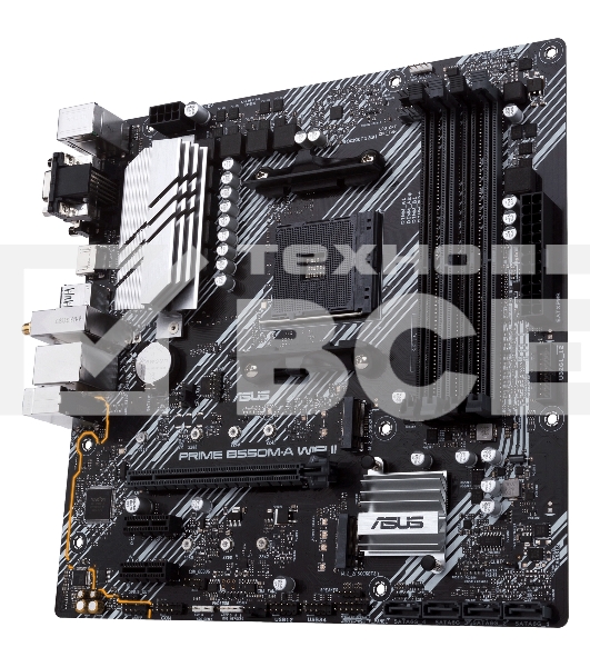 Материнская плата ASUS PRIME B550M-A WIFI II, AM4, AMD B550, 4xDDR4, 4xSATA, 2xM.2, 1xPCI-E 4.0 x16, 2xPCI-E x1, 1xDVI-D, 1xHDMI, 1xVGA, 1x 1Gb LAN, 2xUSB-A 3.2 Gen 2, 4xUSB-A 3.2 Gen 1, 3x3.5 мм, 7.1, Micro-ATX