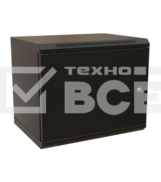 Шкаф коммутационный WRline (WR-TW-1266-SR-RAL9004) настенный 12U 600x600мм пер.дв.металл 2 бок.пан. 60кг черный 520мм 650мм IP20 сталь