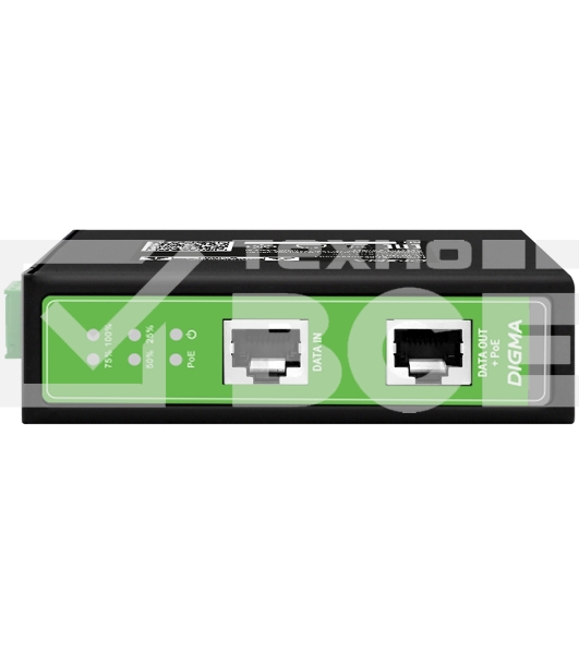 Инжектор PoE Digma DNP90W48GDXM 10/100/1000BASE-T 90Вт 37-57В(DC)