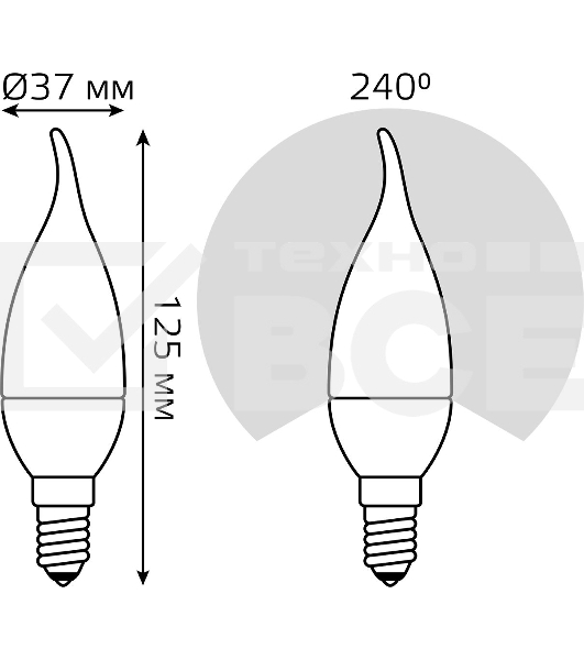 Лампа светодиодная Gauss Basic 1034116 5.5Вт цок.:E14 свеча 180B 3000K св.свеч.бел.теп. (упак.:10шт)