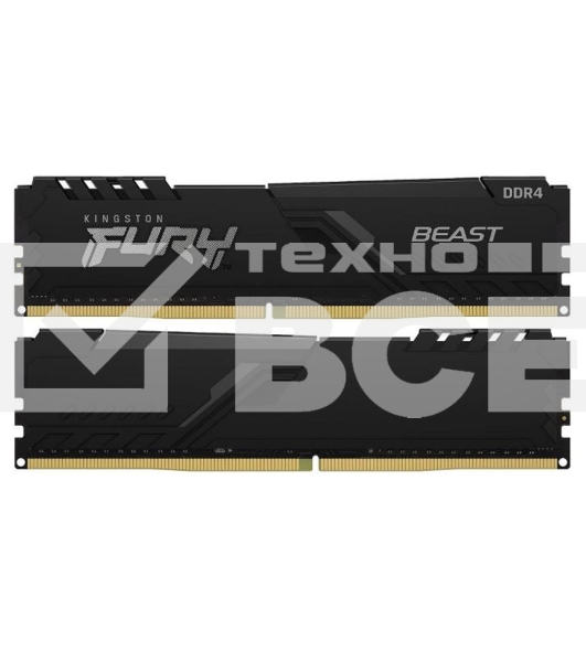 Оперативная память Kingston Fury Beast , DDR4, 32GB (2x16GB), 3200MHz, CL16, с радиатором, чёрный