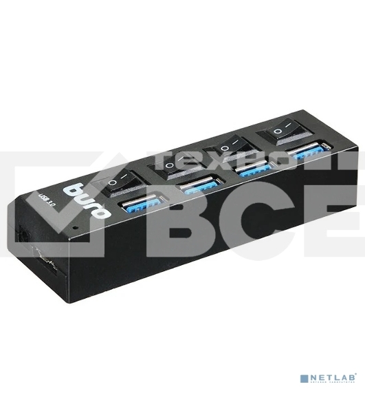 Разветвитель USB 3.0 Buro BU-HUB4-U3.0-L 4порт. черный