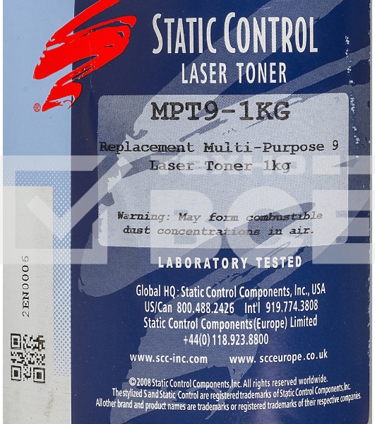 Тонер Static Control MPT9-1KG черный флакон 1000гр. для принтера HP LJ Pro PM401/ P2055/P3005/P3015