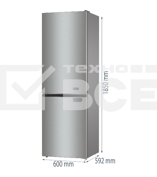 Холодильник Gorenje NRKE62XL серебристый металлик двухкамерный 203/99л морозилка снизу, No Frost