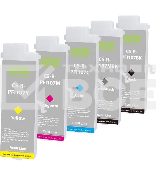 Картридж перезаправляемый струйный Cactus CS-R-PFI107SET набор 5шт.упак. для Canon imageProGRAF iPF670/680/685/770/780/785 без чипа