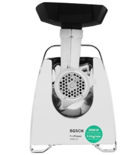 Мясорубка электрическая Bosch MFW67440 черный, 2000 Вт, 3.5 кг/мин, реверс, защита от перегрузки, насадки - 4