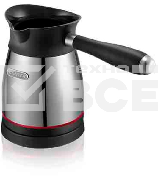 Электрическая турка Centek CT-1098 SS(металл) 0.5л, 1000Вт, нерж.сталь, съемная мягкая ручка