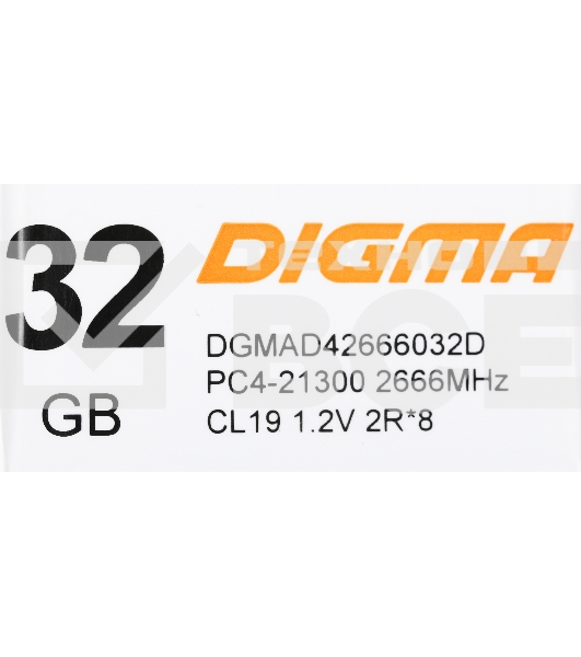 Оперативная память Digma, DDR4, 32GB (1x32 GB), 2666 MHz, CL19