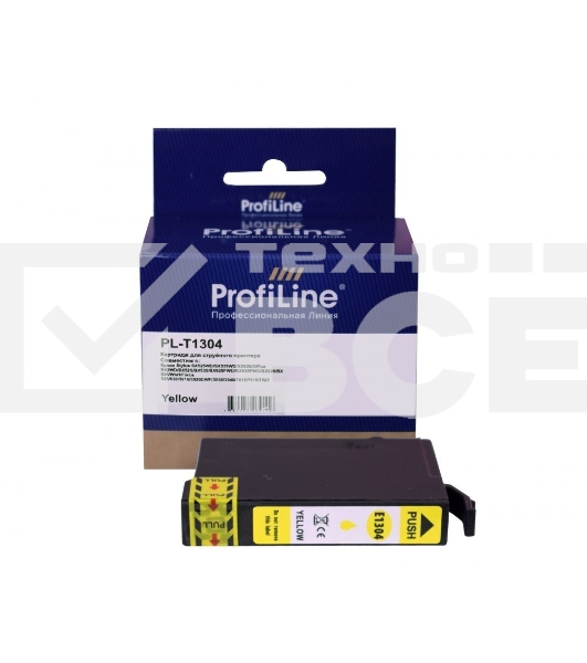 Струйный картридж PL-T1304 для принтеров Epson Stylus SX525WD/SX535WD/SX620/Office B42WD/BX525/BX535/BX625FWD/BX635FWD/BX925/BX935/WorkForce 525/630/3010/3520DWF/3530/3540/7015/7515/7525 с чернилами Yellow 10,1 мл ProfiLine