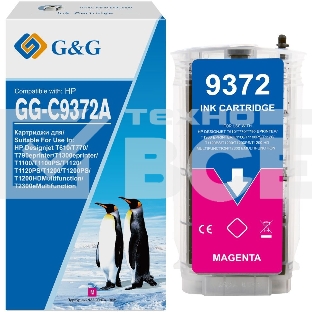 Картридж струйный G&G GG-C9372A пурпурный (130 мл) для HP Designjet T610, T770, T790eprinter, T1300eprinter, T1100, T1100PS, T1120, T1120PS, T1200, T1200PS, T1200HDMultifunction, T2300eMultifunction