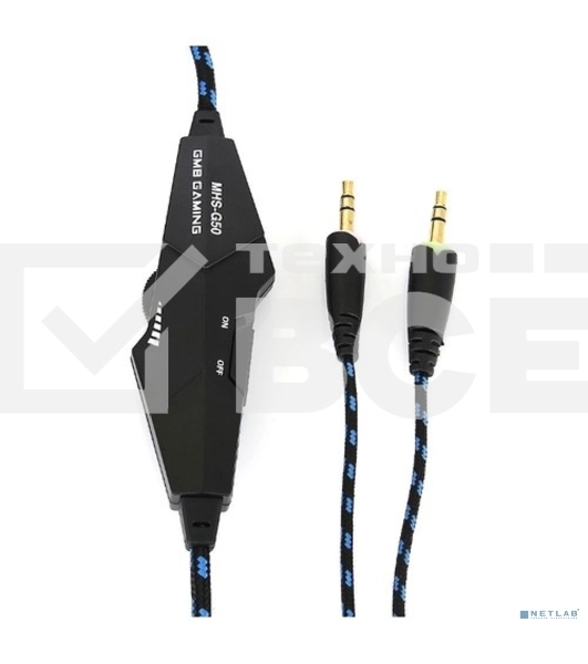 Гарнитура игровая Gembird MHS-G55 черный/синийрегулировка громкостиотключение микрофонакабель 2.5м
