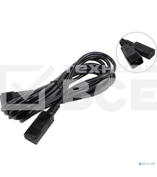 Кабель питания (UPS) ExeGate Power EC20-5P (С19->С20) VDE-250V-3*1.5-СU, 16А, черный, 5м
