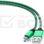 Кабель Gembird  USB 2.0 Cablexpert CC-mUSB2gn1m, AM/microBM 5P, 1м, нейлоновая оплетка, алюминиевые разъемы, зеленый, пакет, фото2