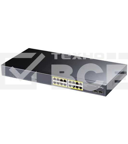 Коммутатор Cudy GS1020PS2 (L2) 16x1Гбит/с 2SFP 16PoE+ 200W неуправляемый