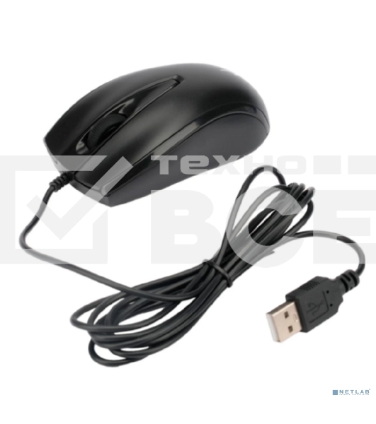 Мышь проводная Gembird MOP-110 черный, 1000 dpi, USB, кнопки - 3