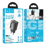 Зарядное устройство Hoco 20Вт, 3А, QC3.0/PD, 1xUSB, 1xType-C, N61, черный, коробка, фото 1