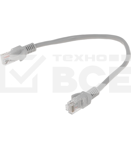 Коммутационный шнур Комм шнур, UTP, кат 5e, 0.25м с RJ45 (серый)