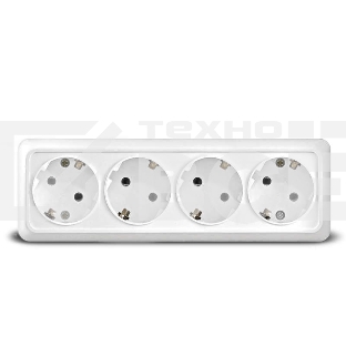 Розетка 4-м ОП Олимп с заземл. белый UNIVersal 1163