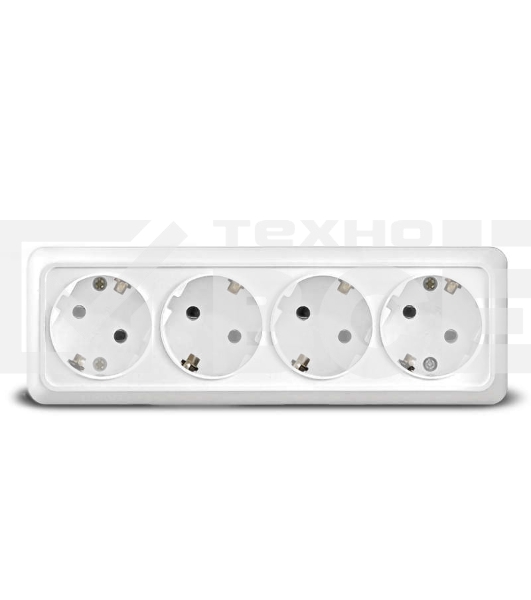 Розетка 4-м ОП Олимп с заземл. белый UNIVersal 1163