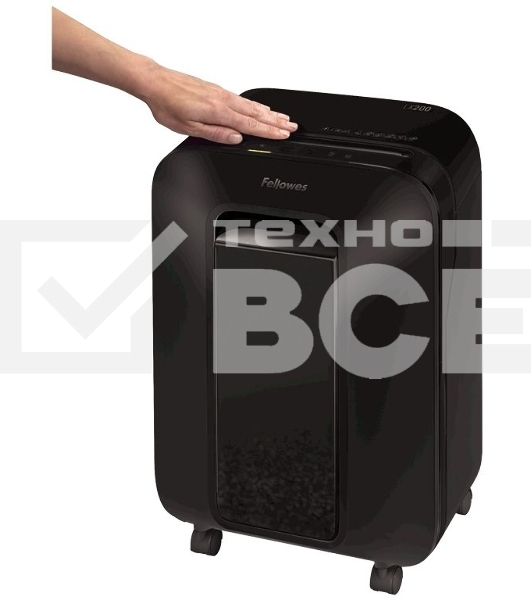 Шредер Fellowes PowerShred LX200 черный (секр.P-4)/перекрестный/12лист./22лтр./скрепки/скобы/пл.карты