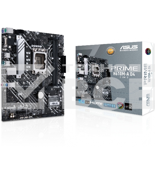 Материнская плата ASUS PRIME H610M-A D4-CSM, LGA 1700, Intel H610, 2xDDR4, 4xSATA, 2xM.2, 1xPCIe 4.0 x16, 1xPCIe x1, 1xDP, 1xD-Sub, 1xHDMI, 1x 1Gb LAN, 4xUSB-A 2.0, 2xUSB-A 3.2 Gen 1, 7.1, mATX