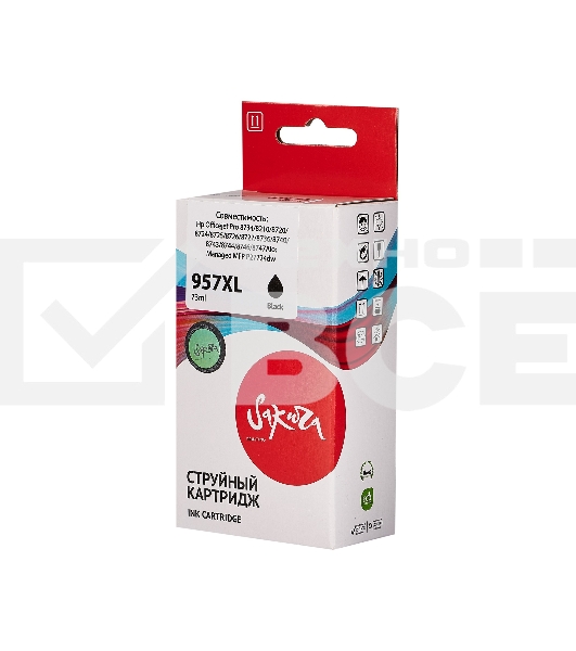 Струйный картридж Sakura L0R40AE (№957XL Black) для HP, черный, 73 мл., 3000 к.