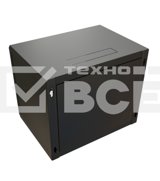 Шкаф коммутационный WRline (WR-TW-1266-SR-RAL9004) настенный 12U 600x600мм пер.дв.металл 2 бок.пан. 60кг черный 520мм 650мм IP20 сталь