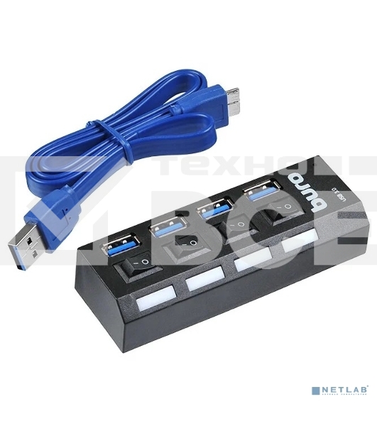 Разветвитель USB 3.0 Buro BU-HUB4-U3.0-L 4порт. черный